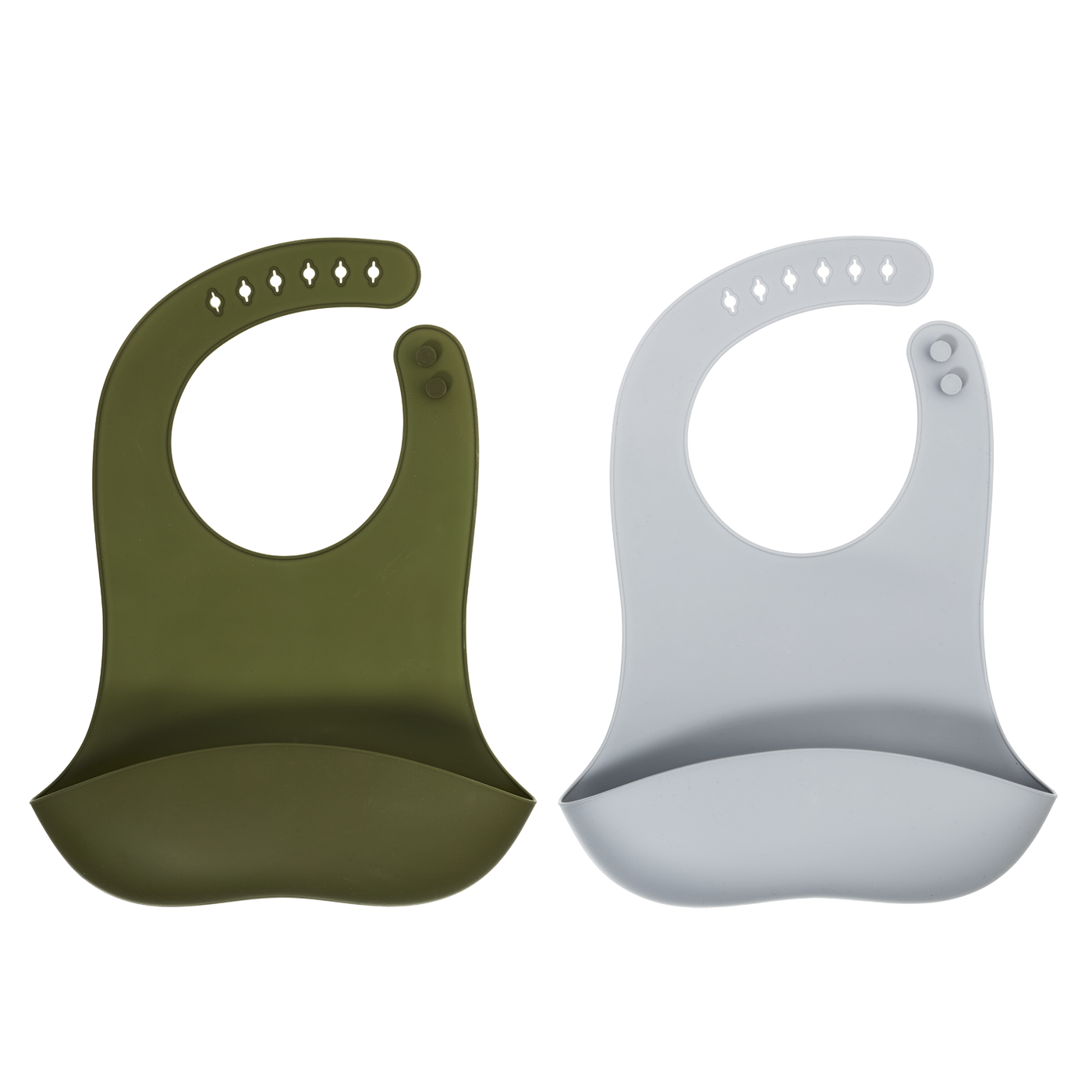 Rebjoorn - Pack de 2 baberos de silicona verde y gris